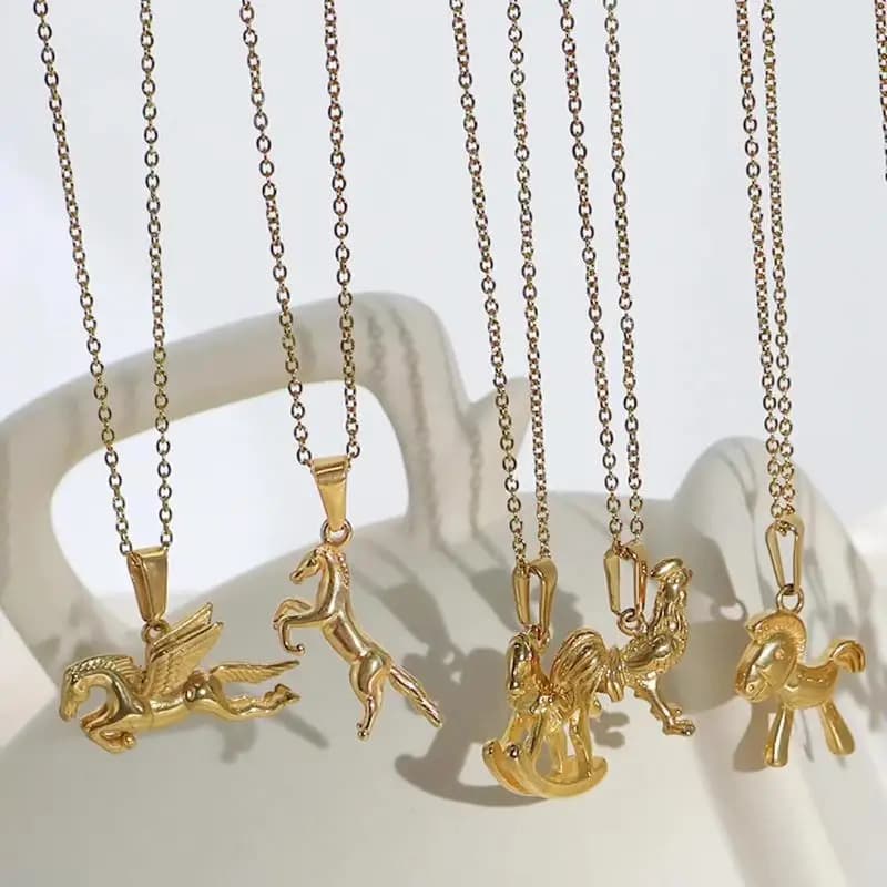 Ciondolo in acciaio inossidabile a forma di tigre e cavallo per creazione fai da te di collane, bracciali e accessori per gioielli personalizzati.