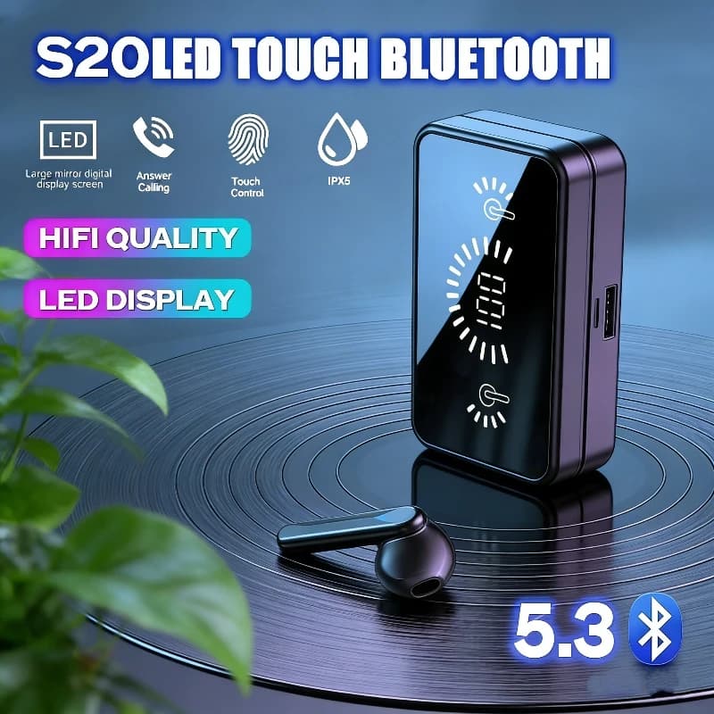 Cuffie Originali S20 Compatibili Bluetooth, Cuffie Stereo Sportive Impermeabili Wireless con Microfono