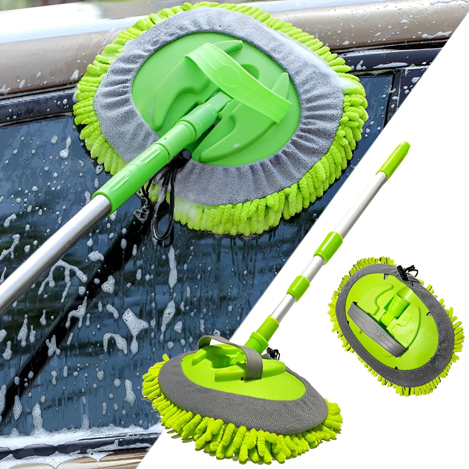 Lavaggio auto Mop Spazzola per pulizia Telescopico Manico lungo Mop per pulizia Scopa in ciniglia Cura Dettagli Mop Spazzola Strumenti per la pulizia dell'auto