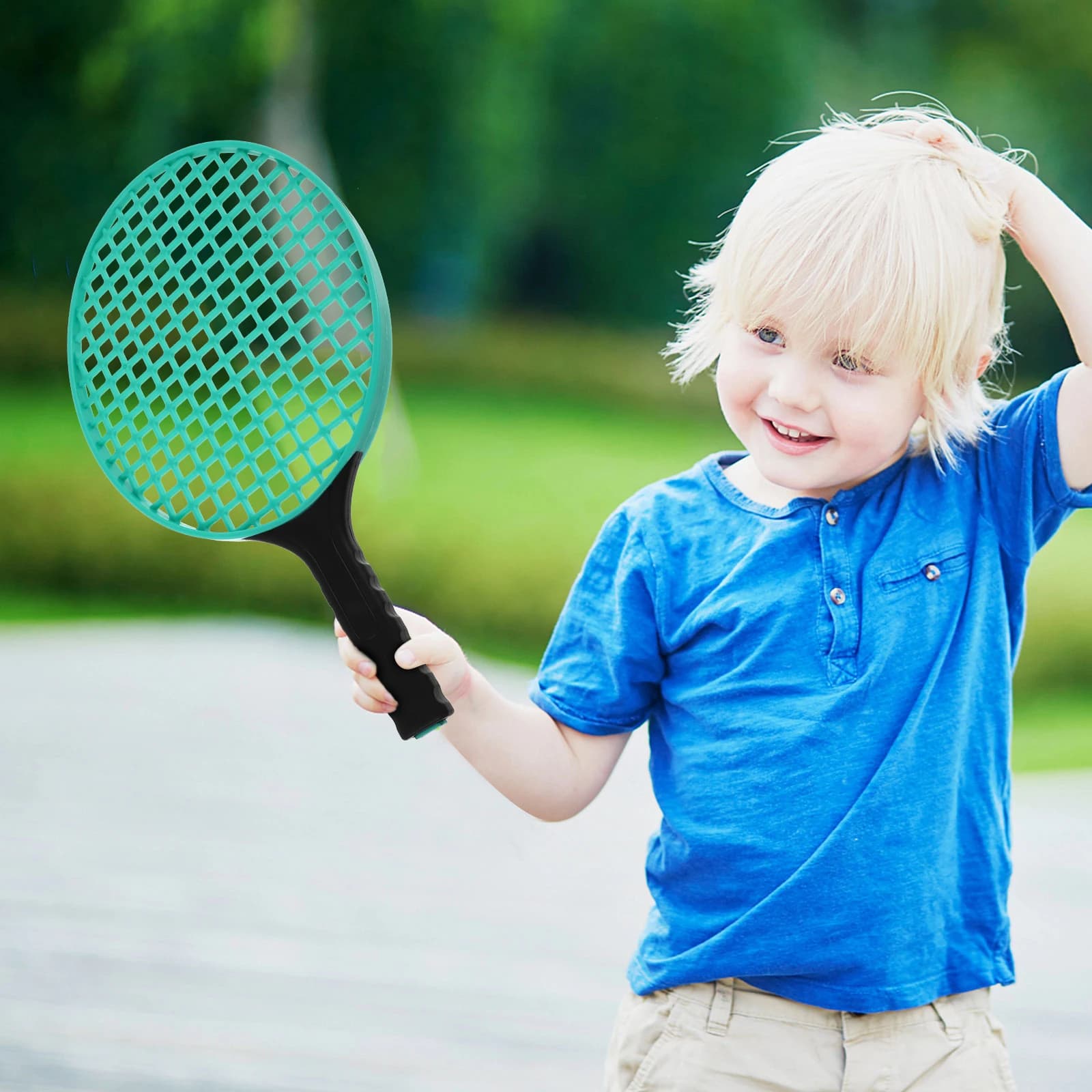 Racchetta da tennis per bambini da 2 pezzi, leggera, ampia area, giocattolo da spiaggia per bambini, racchetta da esterno, gioca con il tennis amichevole per principianti