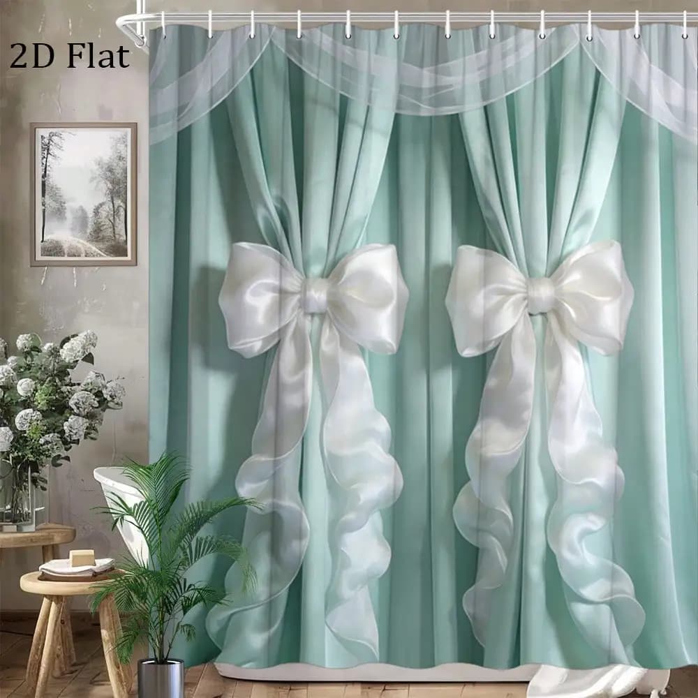 Set di decorazioni per il bagno verde menta da 1 pezzo/4 pezzi, tenda da doccia per bagno con 12 ganci, tappetino da bagno, tappetino a forma di U