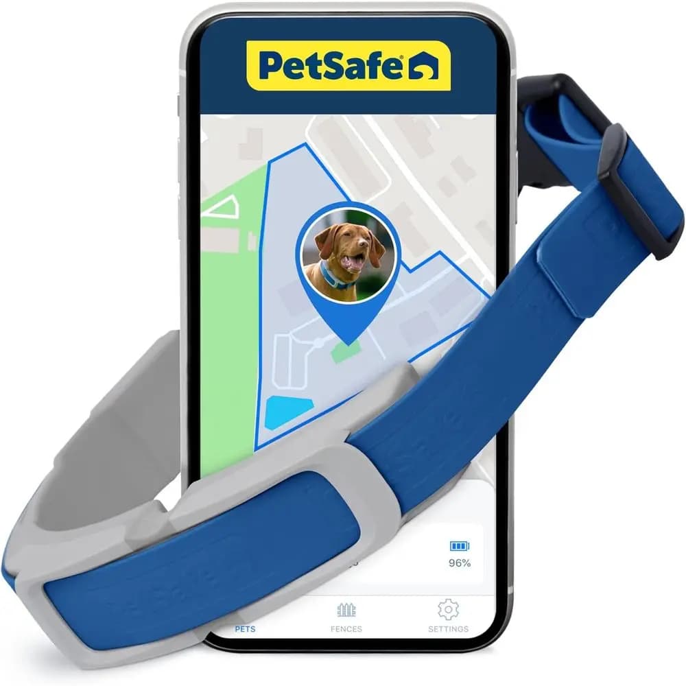 Collare GPS Impermeabile per Cani - Batteria a Lunga Durata, Sistema di Recinzione Virtuale, Blu