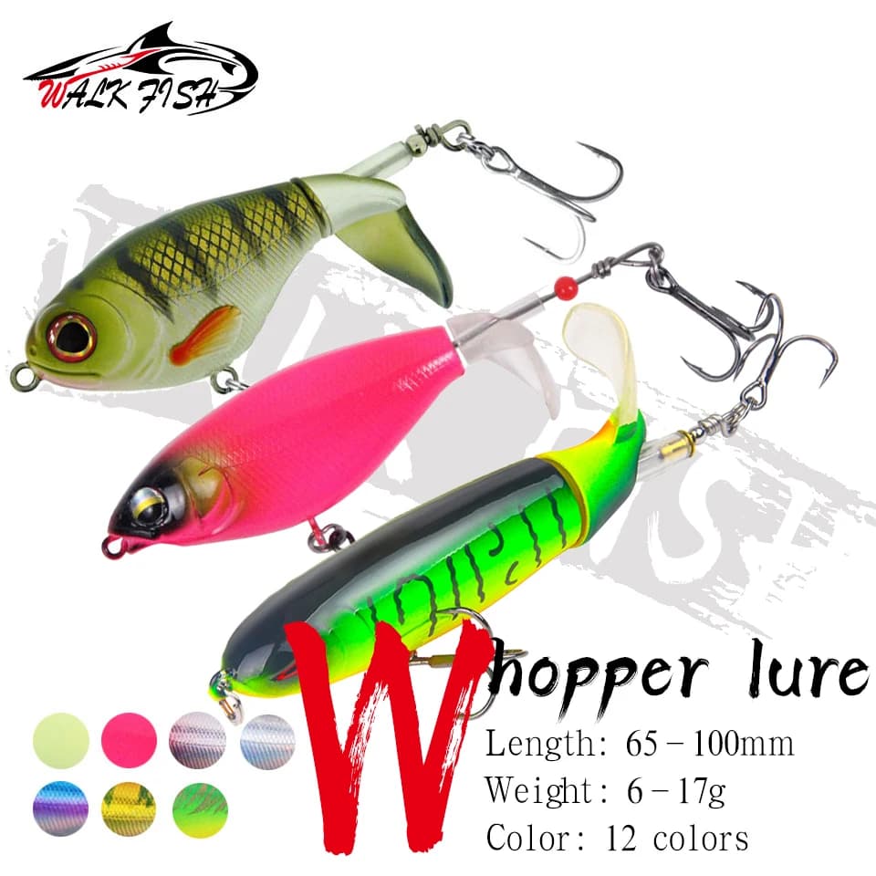 WALK FISH Topwater Whopper Popper Hard Fishing Lure 6g/10g/13g/17g artificiale Wobbler Plopper Noise Bait Soft Rotating Tail Bass