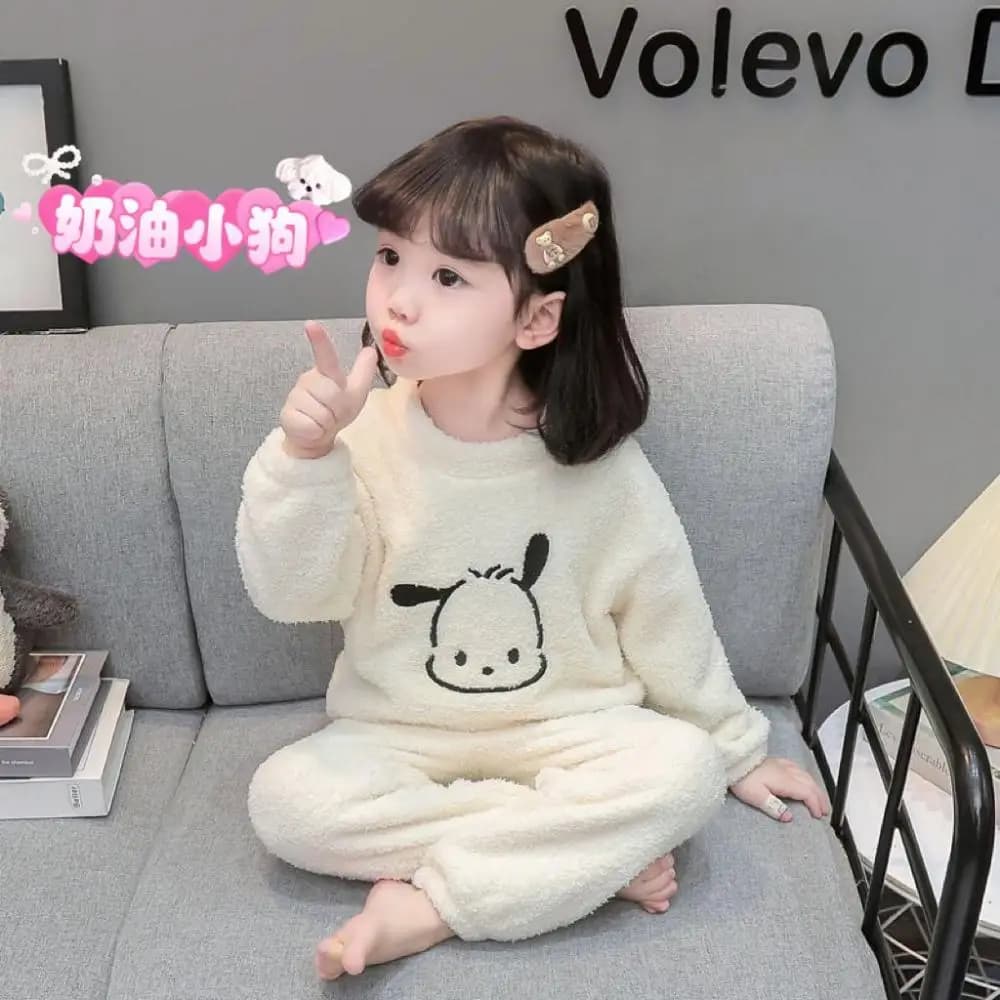 Kawaii Sanrio My Melody Ragazze Pigiama Vestito Autunno Inverno Pochacco Cartoon Indumenti da notte Flanella Homewear Bambino Moda Pigiama