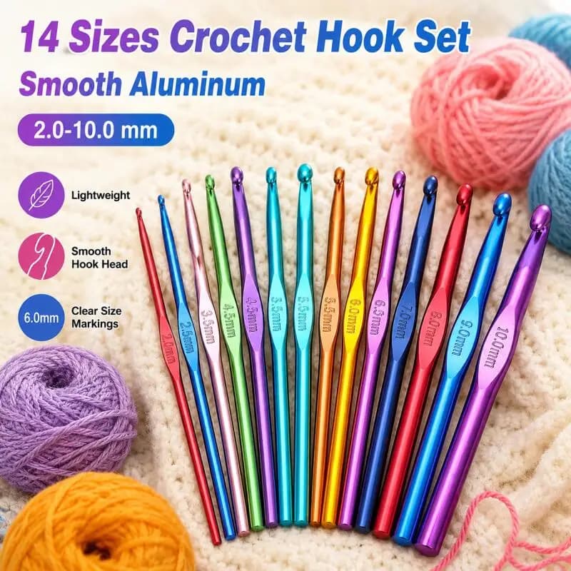 5~10pcsMetal Handle Crochet Hook Colorful Aluminum Knitting Needles Single Head Crochet Knitting Yarn Crafts DIY Apparel Needles