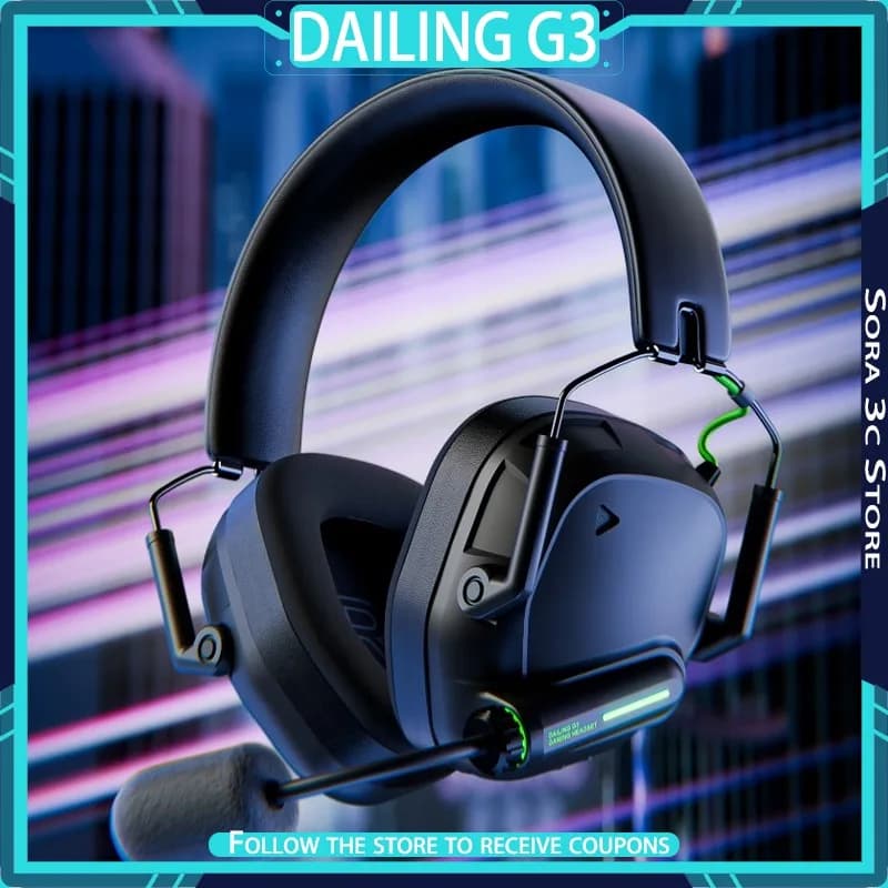 DAILING G3 Bluetooth e-sport headphones 7.1 Sound effects Anti-noise headphones in long-lasting ice silk with microphone Headphones