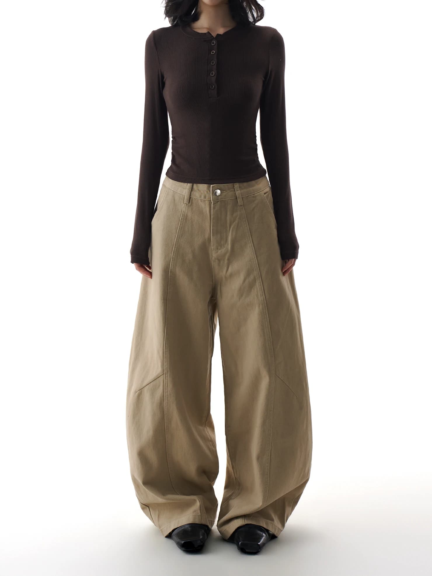 American Decosition women's casual pants, new wide leg spring jeans with wide cut, casual style Scissors ape