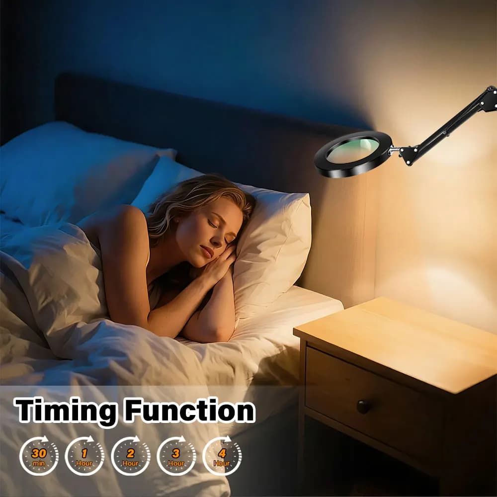 10X Magnifying Lens with Light and Clamp, LED Desk Lamp with Ultra Oscillating Arm Long 3 Sections, True Glass Lens, 3 Dimmable Color Mode