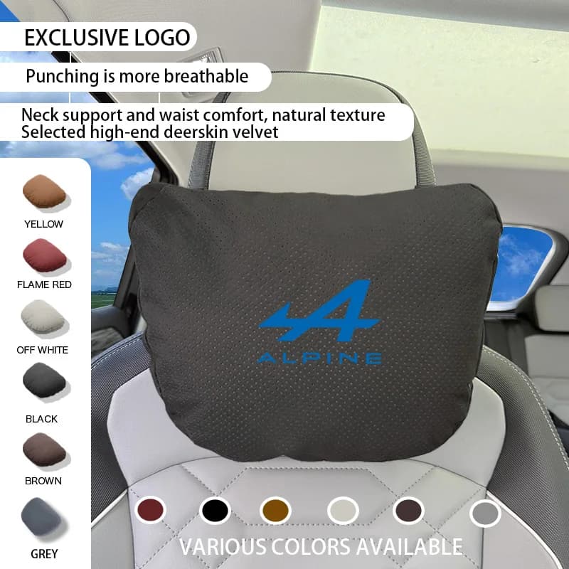 Per ALPINE Alpine Sticker F1 A110 Logo Accessori auto Collo per auto Poggiatesta Cuscino Sedile Lombare Protezione della colonna vertebrale