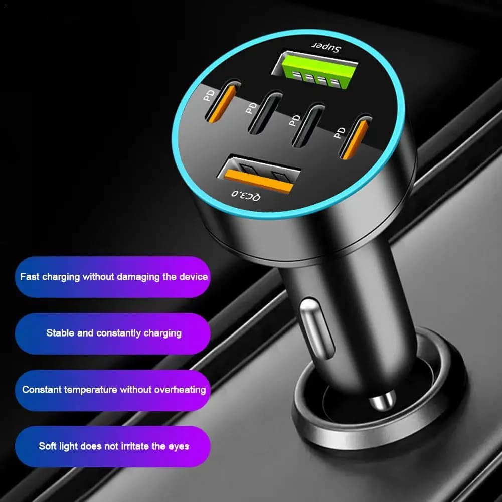Olaf 8 Ports USB Car Charger Type C Fast Charging Auto Mobile Phone Adapter for iphone 4USB +4PD