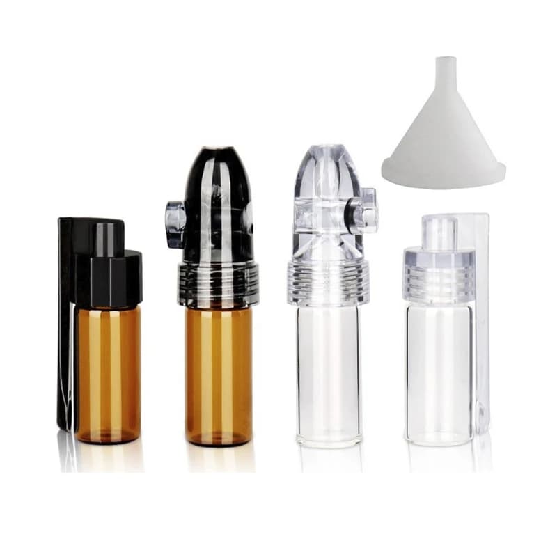 Scatola portapillole per Dispenser di polvere di vetro da 4 pezzi con Dispenser di polvere di spezie a imbuto bottiglie riutilizzabili trasparenti da viaggio