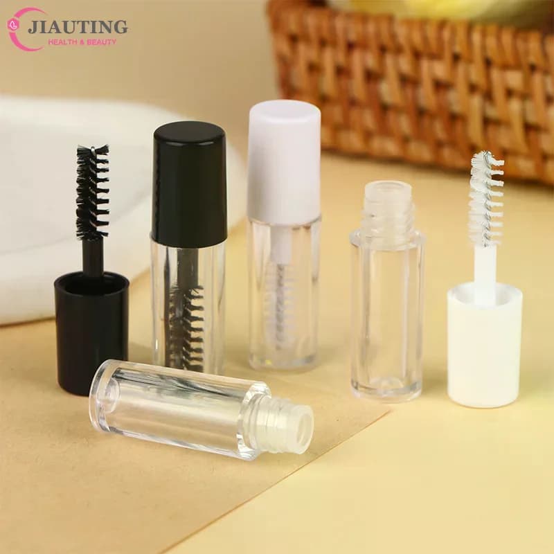 1.2ml 3 Pezzi Tubetto Vuoto per Mascara con Scovolino, Contenitore Ricaricabile per Soluzione Crescita Ciglia, Confezione Prova Fai da Te