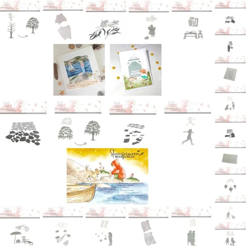 mourning branches child with cat Cutting Dies Scrapbook Diary Decoration Stencil Embossing Template DIY Greeting Card Handmade