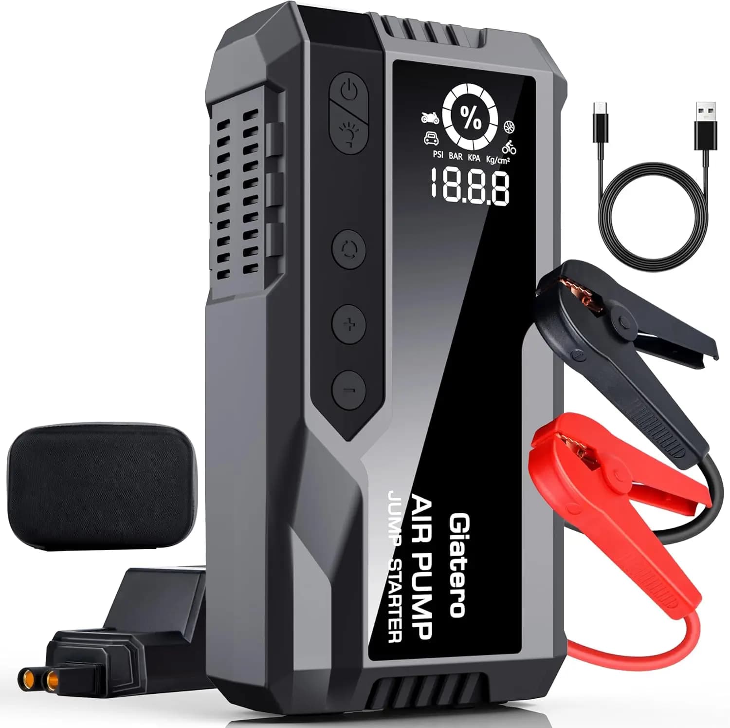 Avviatore di emergenza per auto Q21 4500A con compressore d'aria, 150 PSI, pacco batteria portatile per gas da 10 litri/8,0 litri diesel