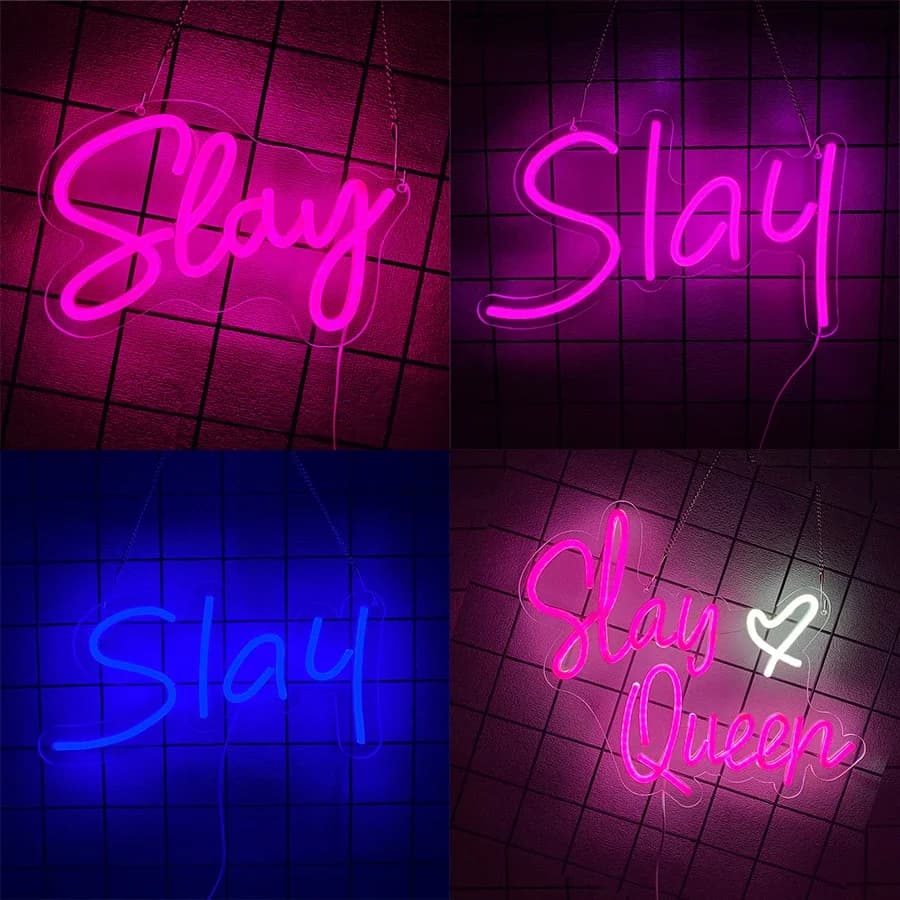 Luce al neon Slay Queen per centro giochi azionato tramite USB per ragazze Insegna al neon Slay estetica - Insegna al neon a LED per l'arredamento della camera da letto
