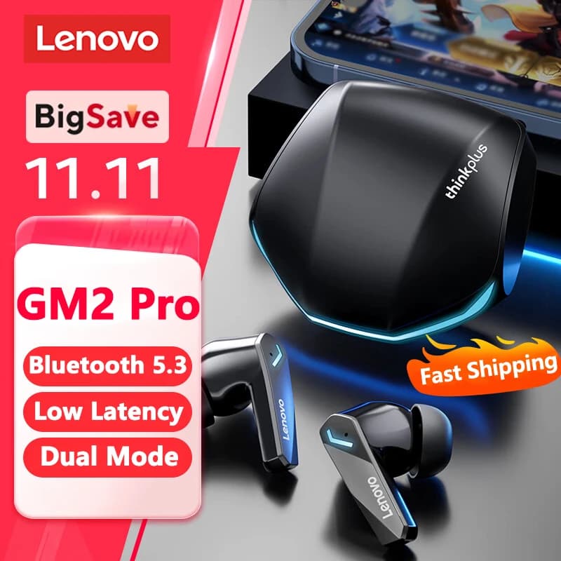 Choice Lenovo GM2 Pro Auricolari Bluetooth 5.3 Cuffie sportive Auricolari wireless In-Ear Gaming Cuffie musicali dual mode a bassa latenza Gioco