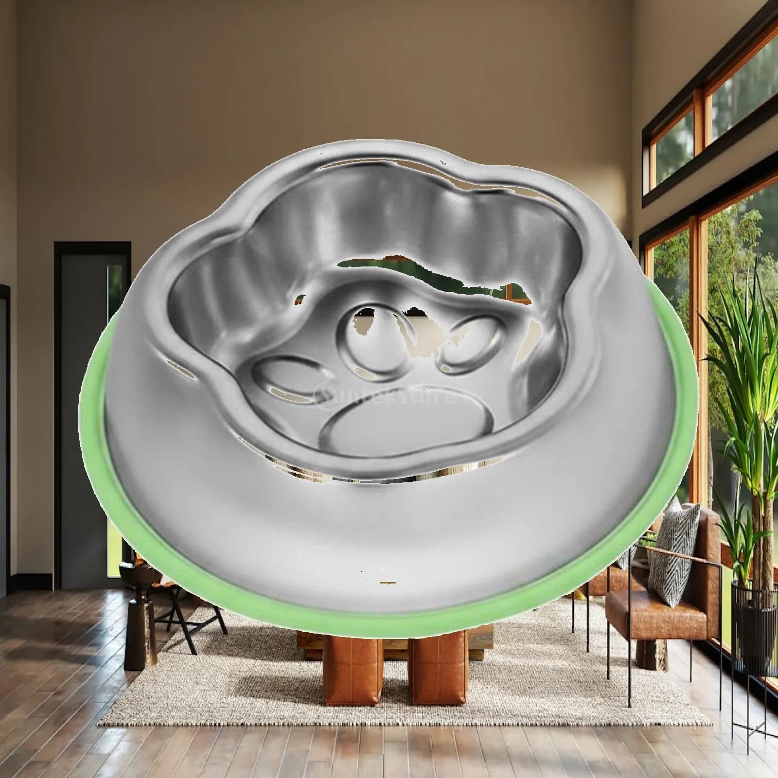 Industrial Bowl Rounded Edge Slow Feeding Pet Bowl Non-slip Stainless Steel Dog Food Dish for Home Pets