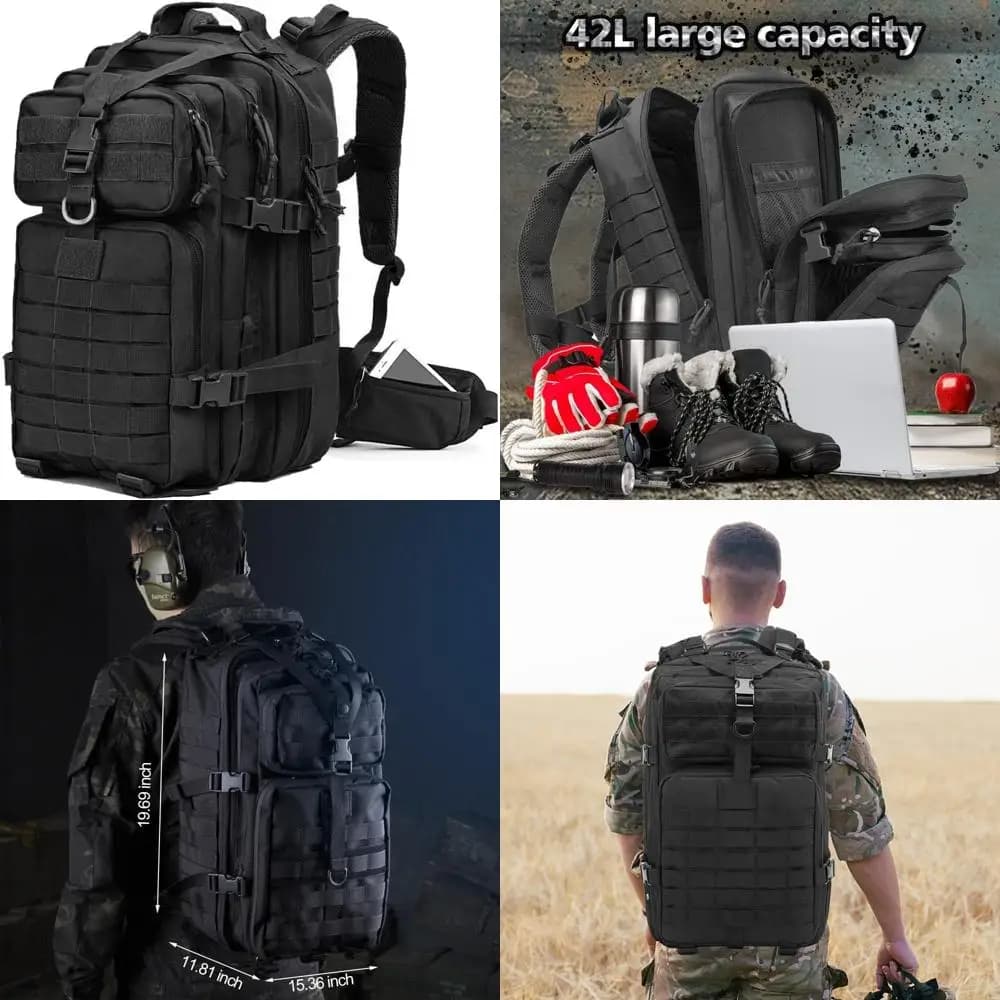 Zaino Tattico Militare Grande da 42L, Zaino d'Assalto per 3 Giorni con Sistema MOLLE per Uso Militare