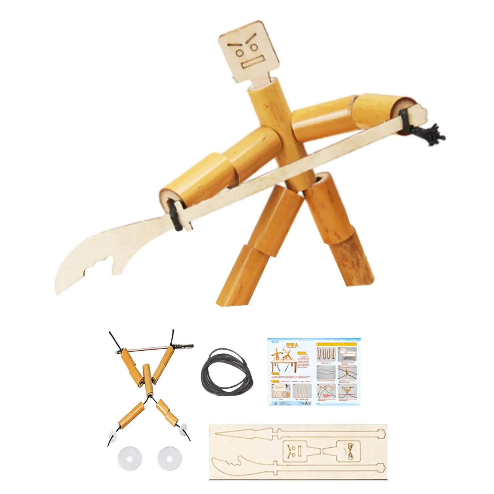 Wooden Fencing Puppets Game Bamboo Man Battle,Family Game Fun Fast Paced Board Game for Kids Adults Holiday