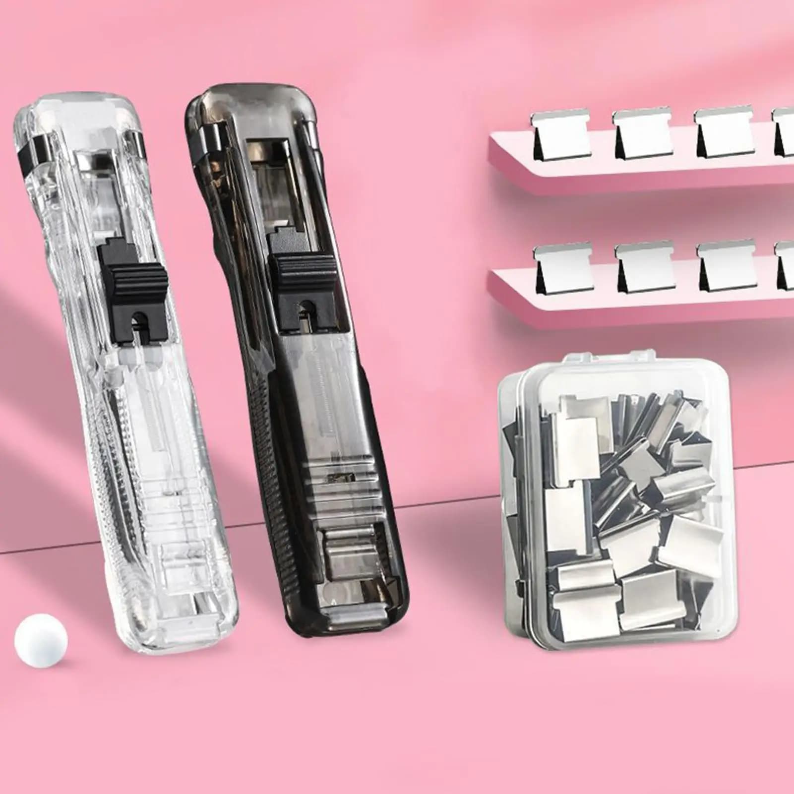 Cucitrice Portatile Riutilizzabile per Rilegatura Carta, Dispenser di Clip Manuale per Casa, Scuola, Aula e Scrivania