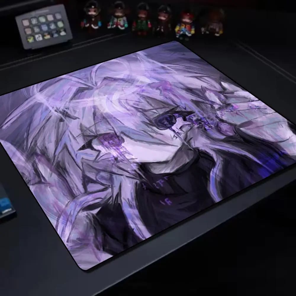 Tappetino per mouse anime viola, estetica scura, piccolo tappetino da scrivania, tappetino per mouse da gaming Galaxy, superficie liscia antiscivolo per tastiera, laptop, ufficio