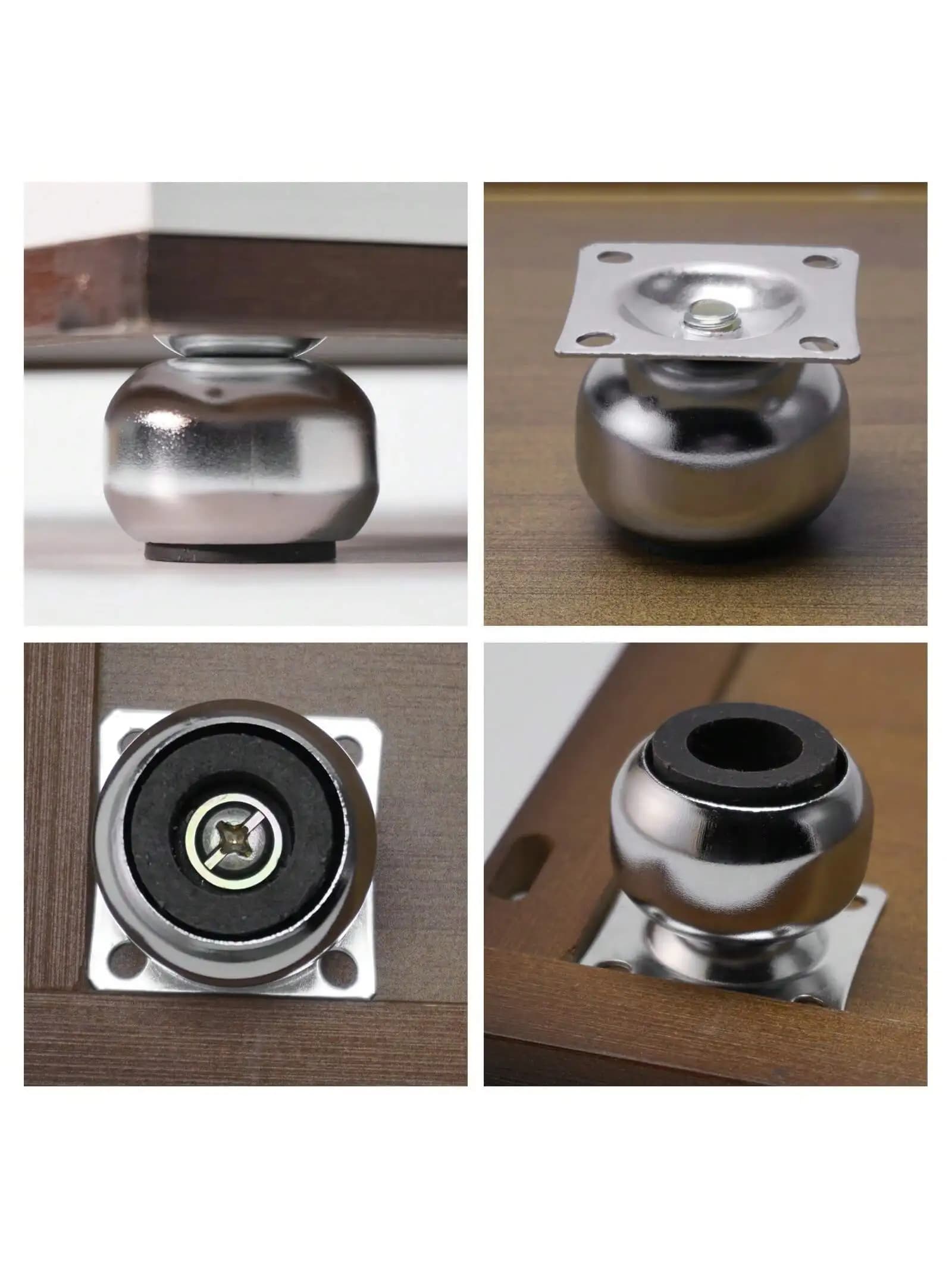 [4 Pieces of Metal Furniture Legs] 4 Pieces of Polished Metal Mini Round Ball Furniture Legs-Perfect for Cabinets, Sofas and DIY