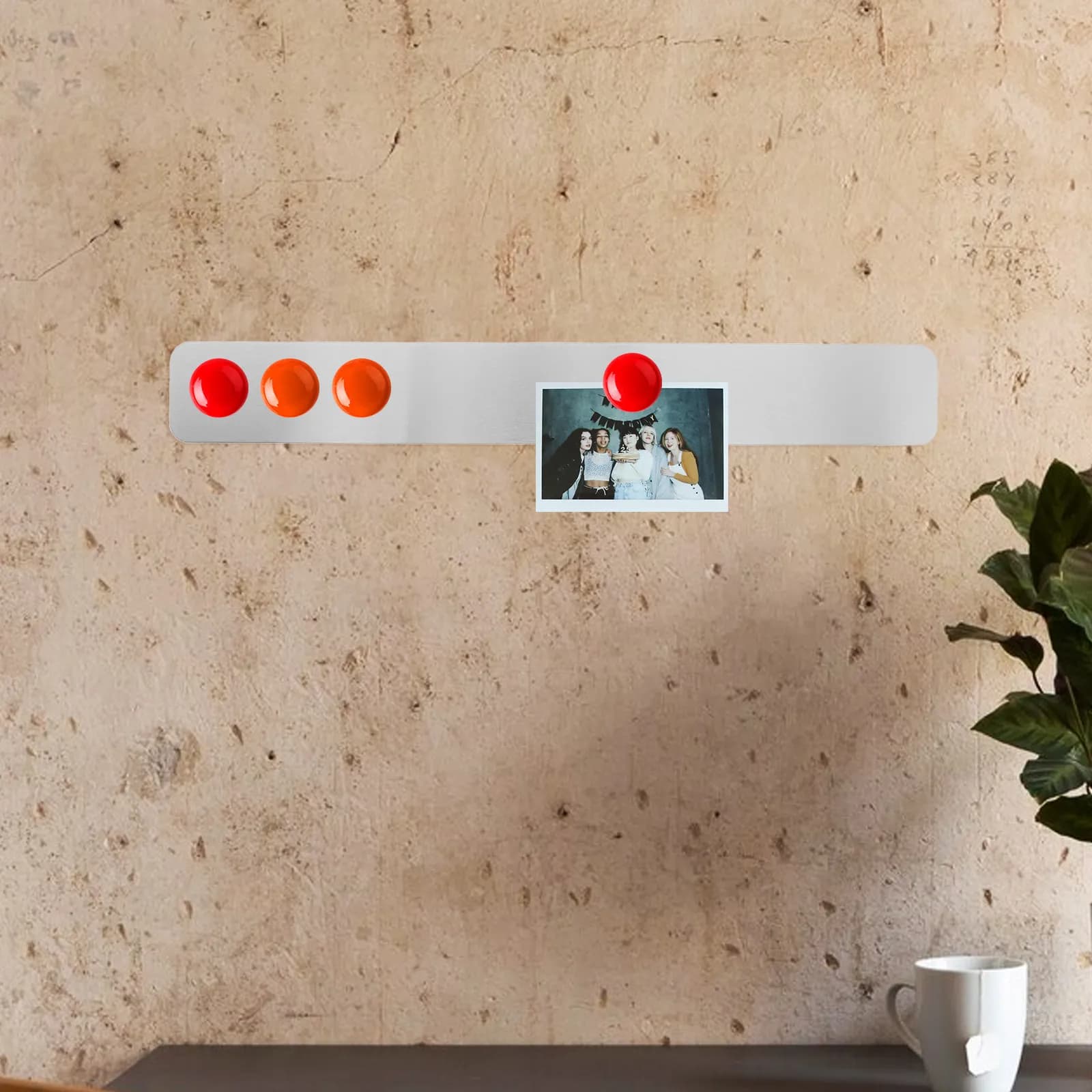 4 Pezzi Strisce in Ferro per Bacheca con Adesivo 375x50mm, per Esposizione a Parete di Foto, Appunti, Annunci, Strisce Metalliche per Memo Board