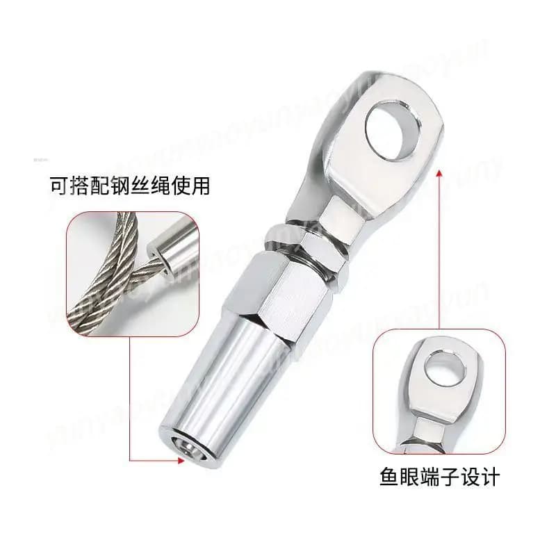 2Pcs Marine Grade 316 Stainless Steel Swageless Eye Terminal Wire Cable Rope Diy Fitting Rigging Hardware Balustrade Kit