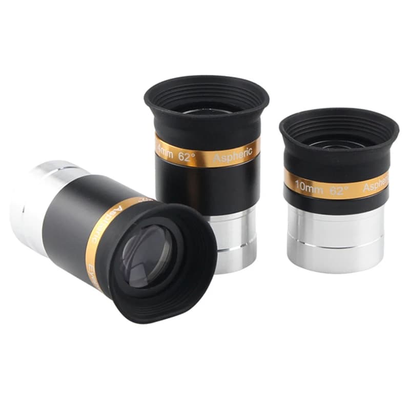 Set di 3 Oculari Asferici Grandangolari Agnicy da 1,25 Pollici 62 Gradi 4mm 10mm 23mm per Telescopio Astronomico