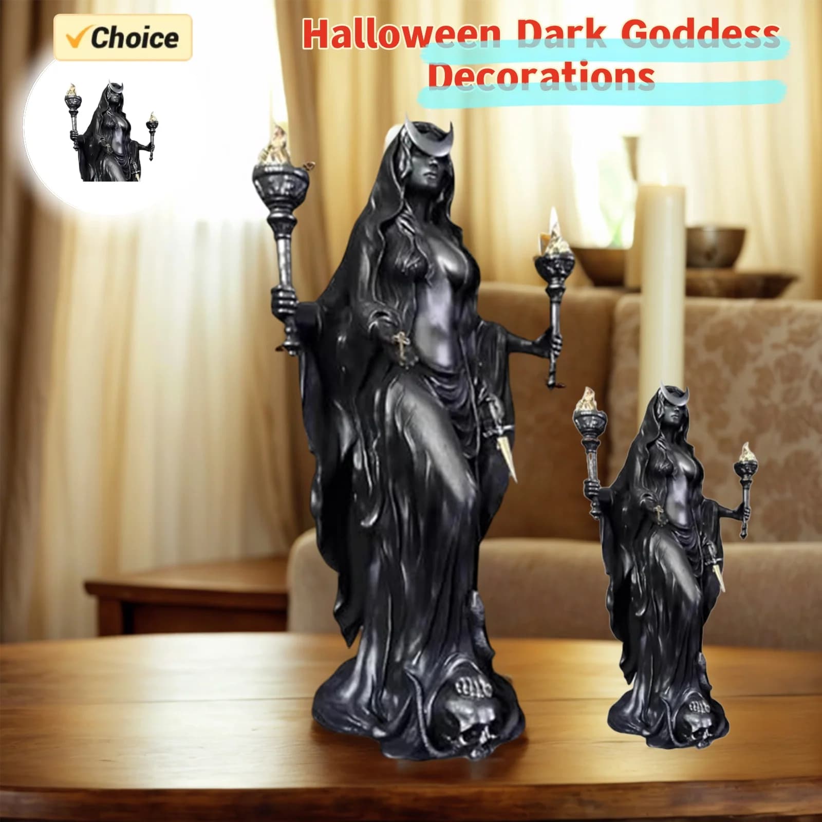 La strega della notte Hecate Dea greca con le sue colpi di magia Scultura Underworld Light Messenger Statua in resina