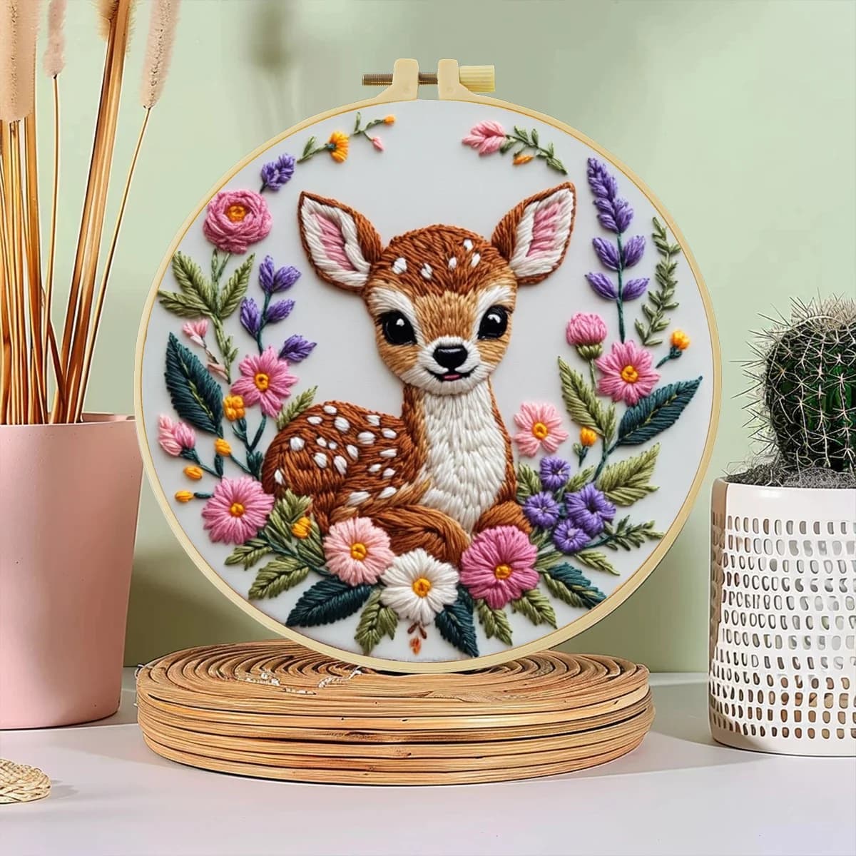1 pz 20X20 CM/7.87 pollici Bel cervo sika Ricamo Starter Kit FAI DA TE Kit di Cucito Arte Complementi Arredo Casa Mestiere pittura