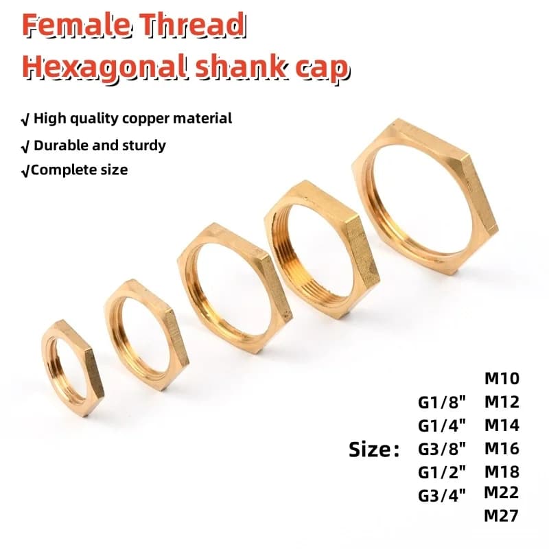 Brass hexagonal locking nuts Pipe fitting BSP 1/8 ~ 1 "Female fingering Cap with hexagonal stem Fixing accessories for water tank joints Dado flangiato
