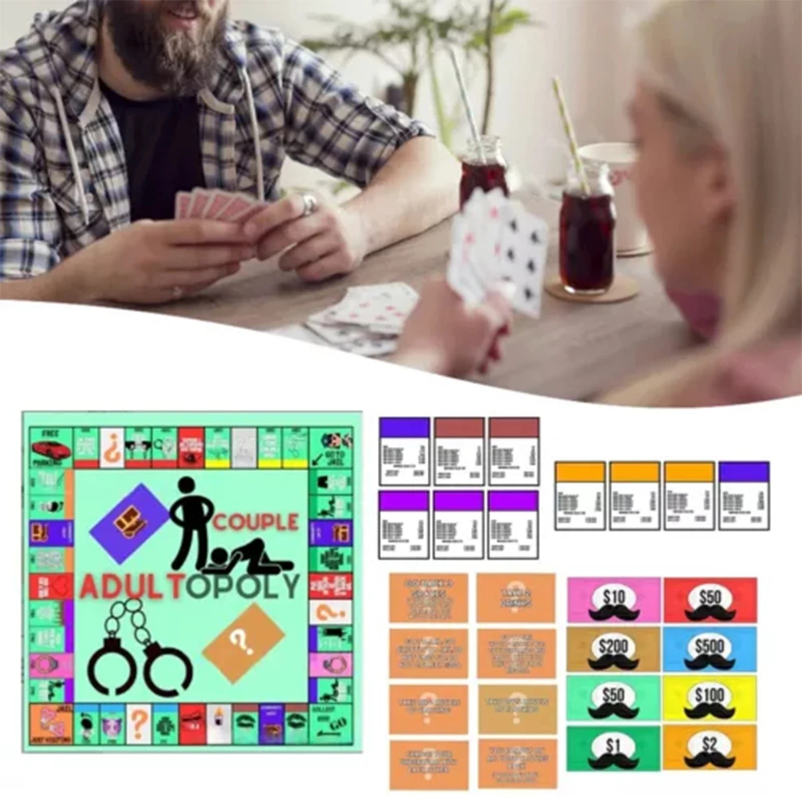 Coppia di giochi da tavolo opoli per adulti, data, idee notturne, gioco di carte di relazione per il regalo di nozze di San Valentino