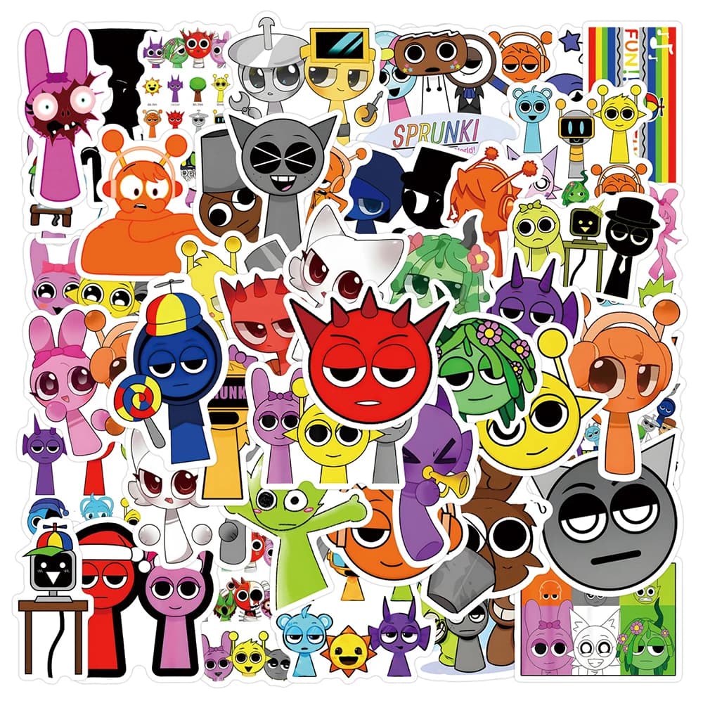 10/30/50/100pcs Gioco Anime Sprunki Adesivi Sprunki Decalcomanie Laptop Skateboard Scrapbooking Decorazione Del Fumetto Adesivo