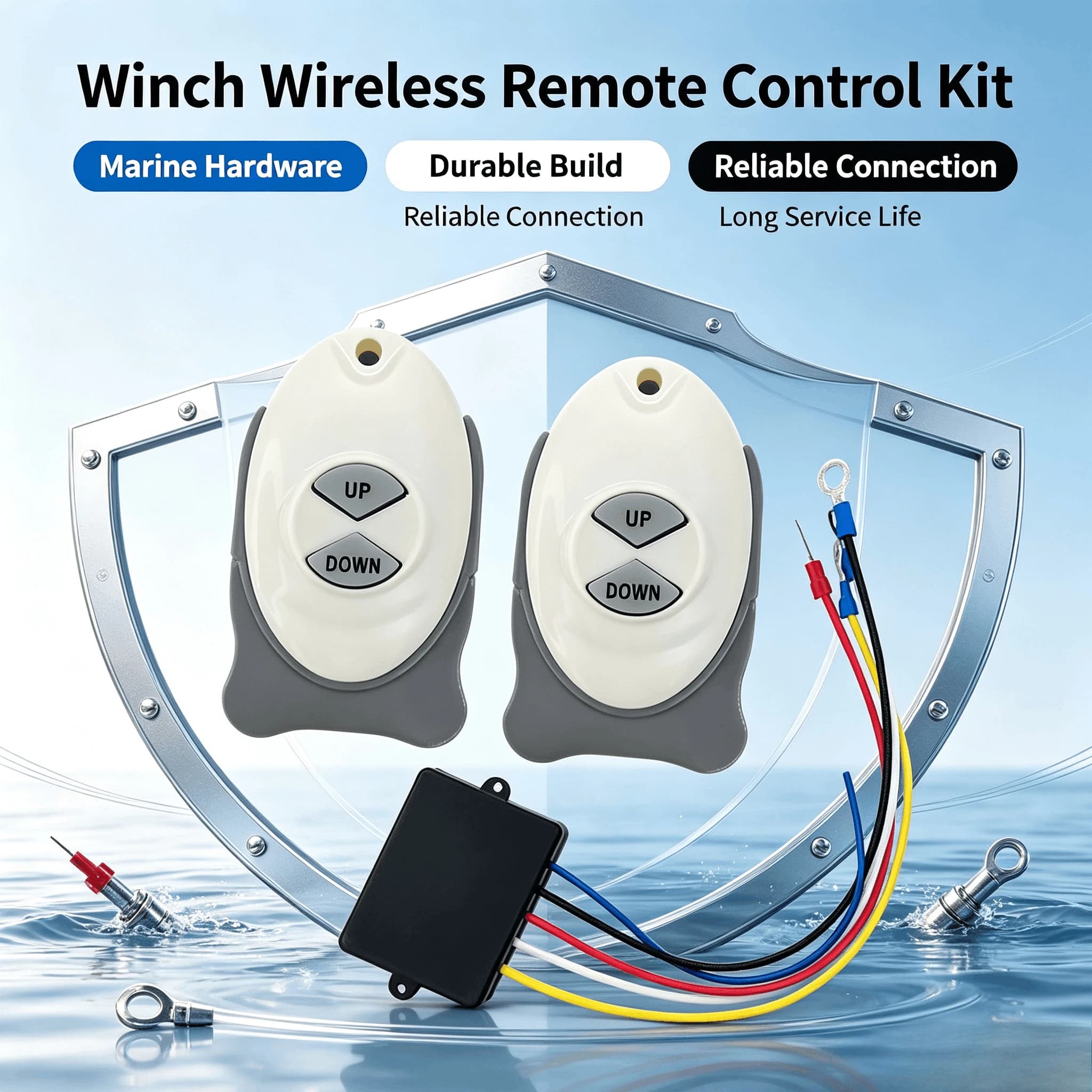 Wireless Winch Remote Transmitter & Receiver, 1 Receiver 2 Transmitters Anchor Windlass Switch, Marine Hardware for Boats