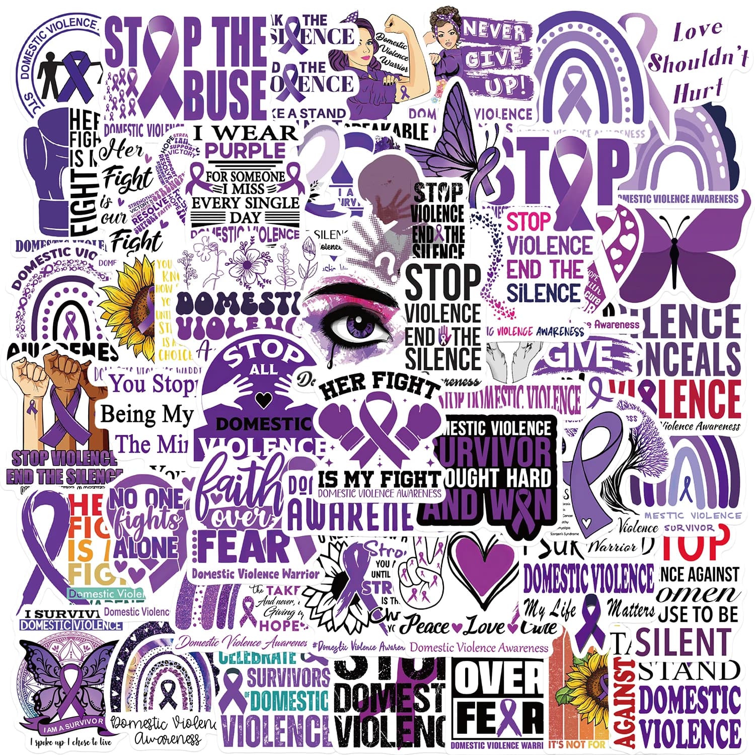 50pcs Preventing Domestic Violence Graffiti Stickers Aesthetic Cool Waterproof Sticker Skateboard Laptop Fridge Bike Car Decals