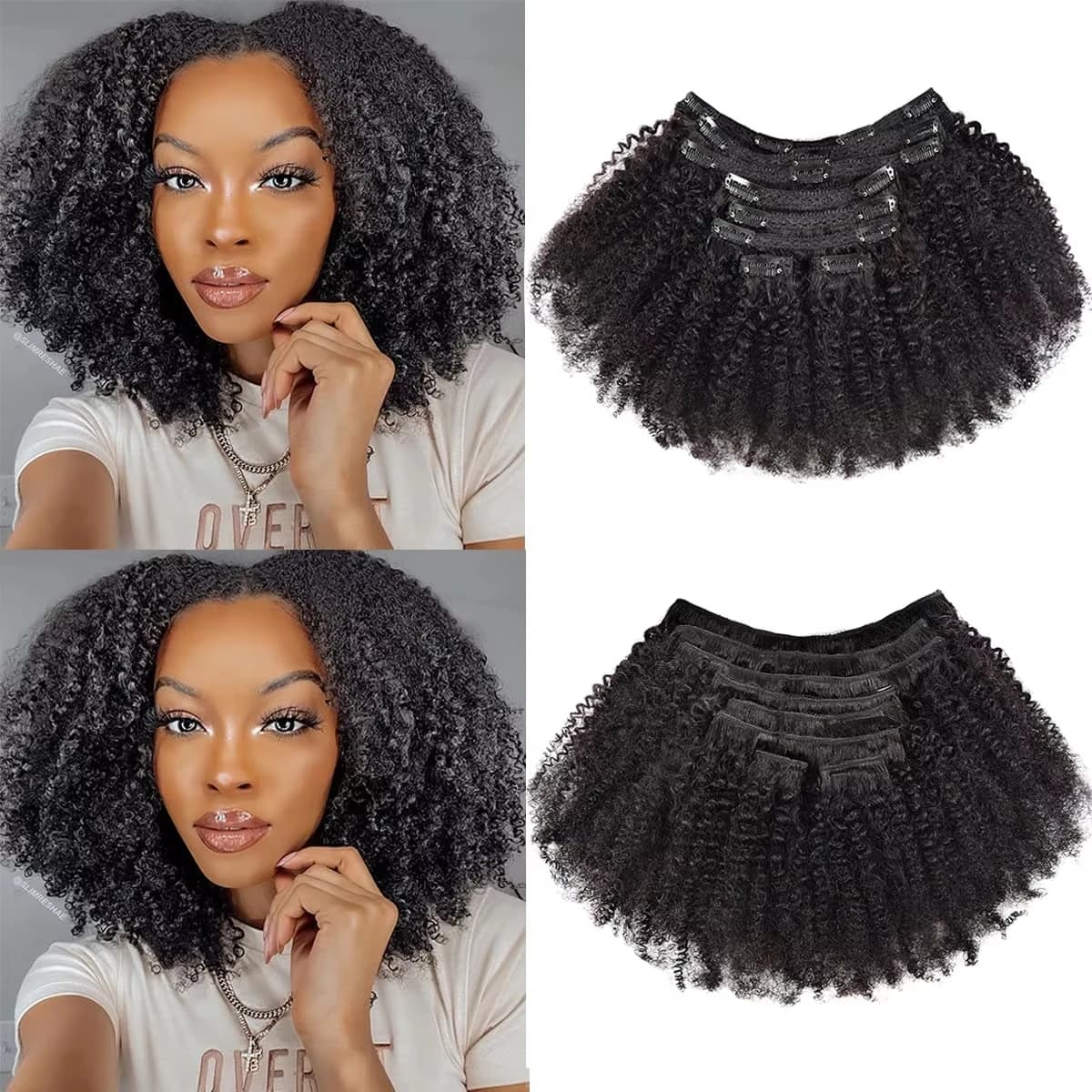Afro Human Hair Clip In Extensions Human Hair Natural Extensions Remy Brazilian 8PCS Clip In Full Head Human Hair For Women