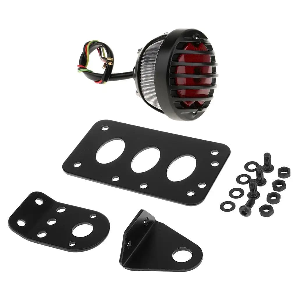 Supporti Universali per Targa Moto con Luce Freno a LED Integrata per Cruiser e Moto Sportive
