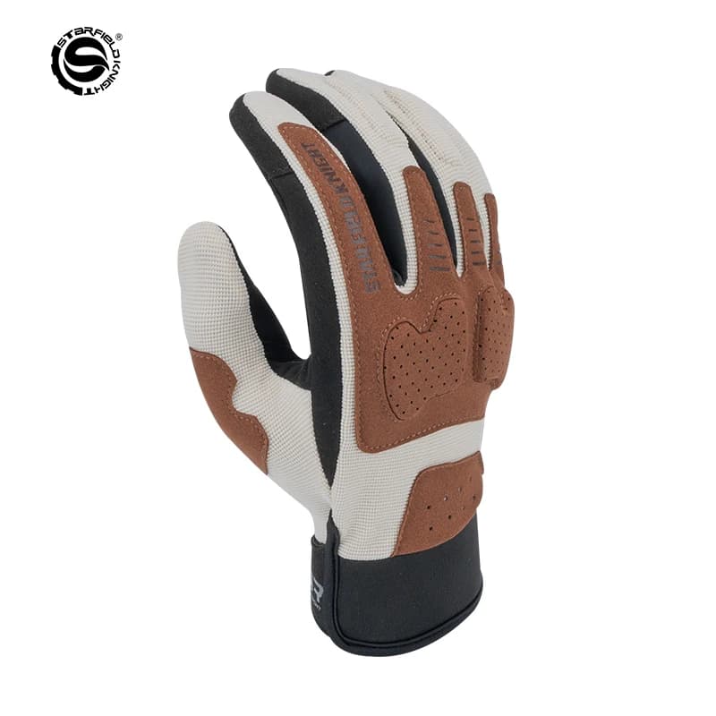 Guanti da equitazione da motociclista Star Field Knight beige-marroni Protezione estiva traspirante antiscivolo resistente all'usura Ammortizzazione per le articolazioni