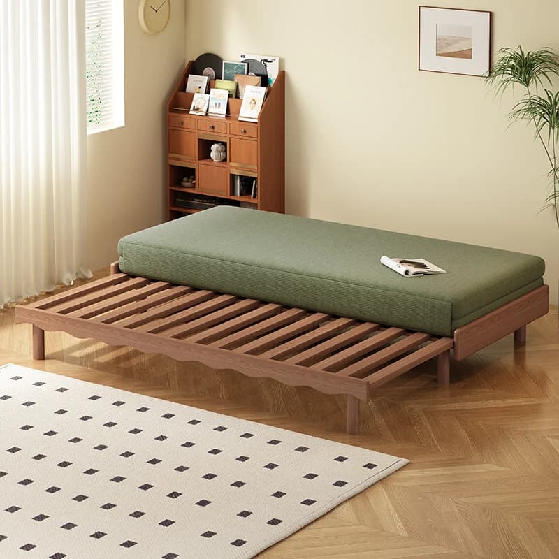 Nordic sofa bed in ash wood small apartment living room folding double-purpose retractable sheets all made of solid wood one