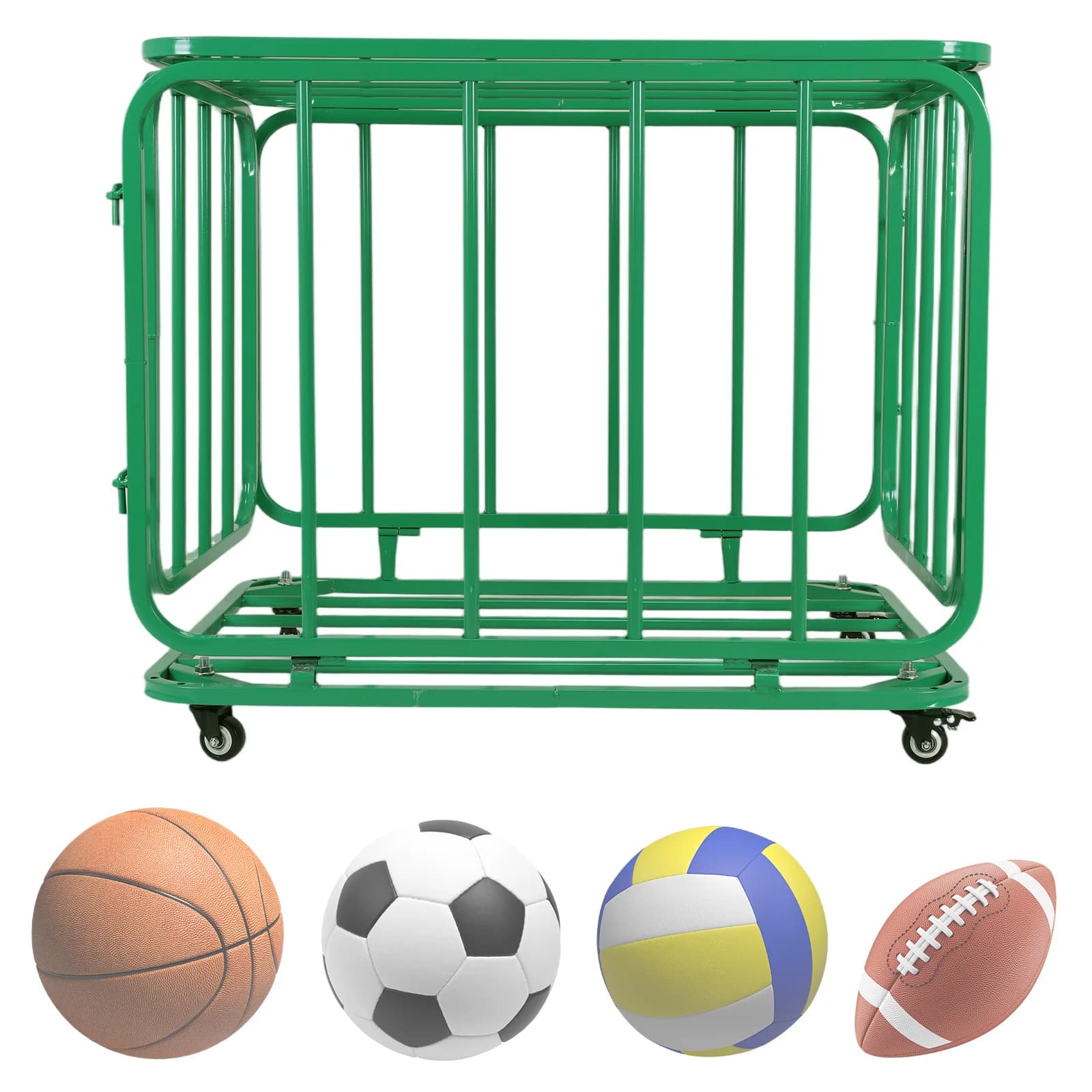 Carrello Portapalloni da Basket o Pallavolo con Ruote, Carrello Sportivo per Garage, Club o Palestra