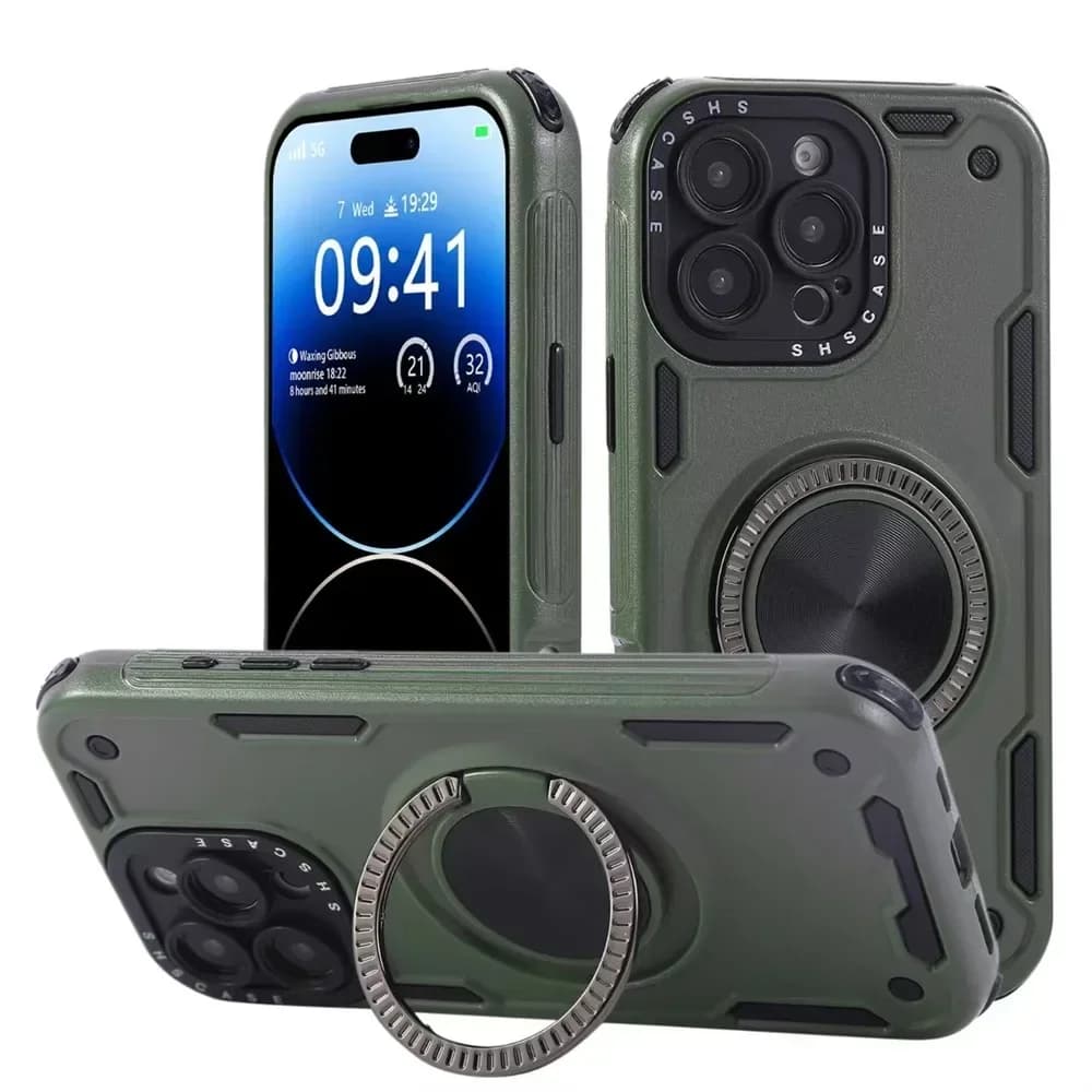 Custodia per telefono con Per Magsafe Magnetic 360 ° Supporto per anello rotante per iPhone 16 Plus 15 14 13 Pro Max 12 11 Cover antiurto