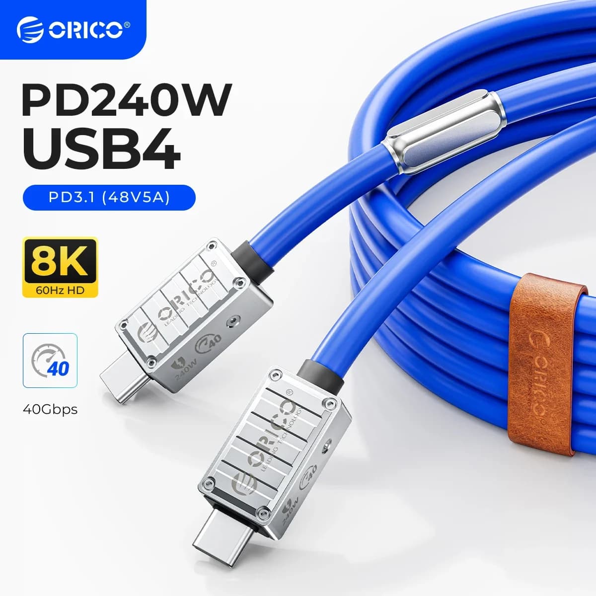 240 W ORICO charging cable Quick charging cable type C 40 Gbps for Thunderbolt 4 data transfer for USB C cable for iPhone Mac laptop