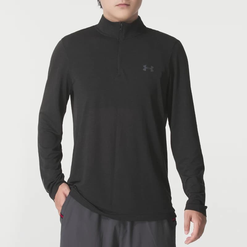 T-shirt a maniche lunghe da uomo Under Armour con colletto rialzato e mezza zip, comoda e traspirante, per corsa e allenamento 1378168-001