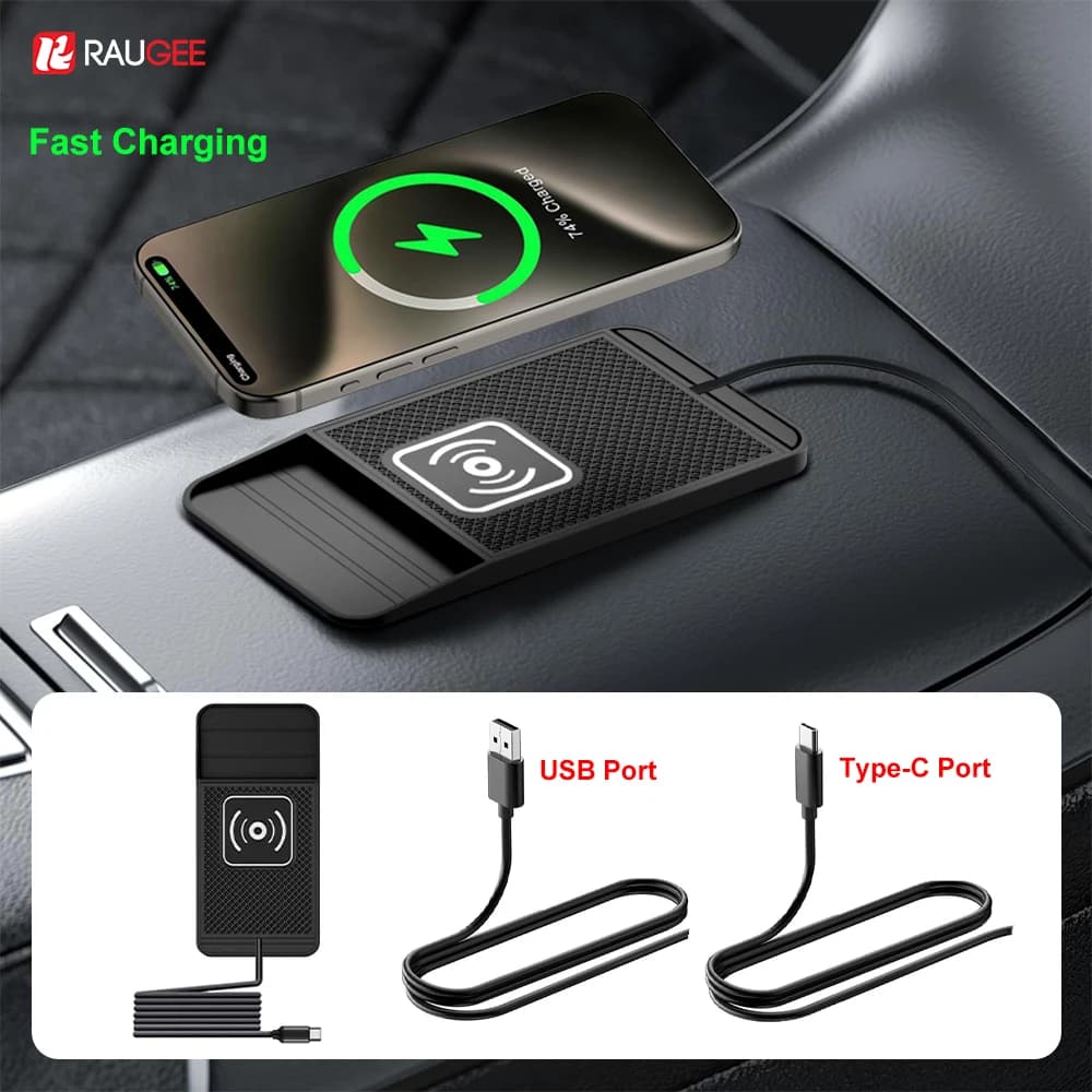 Wireless Car Charger for iPhone 17 16 15 Pro Max Pad Quick Charging for Samsung Galaxy S25 S24 S23 Xiaomi Silicone Charger