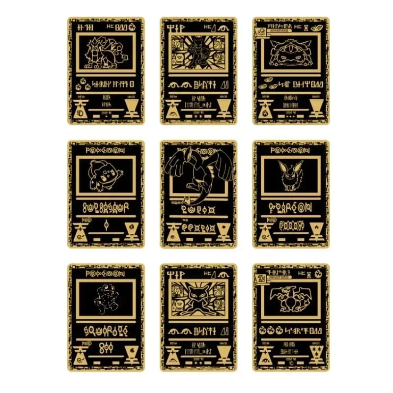 Pokemon Carta in metallo nero Mewtwo Pikachu Mewtwo Eevee Charizard Anime Cartoon Collezione limitata Carta da battaglia Regalo di compleanno