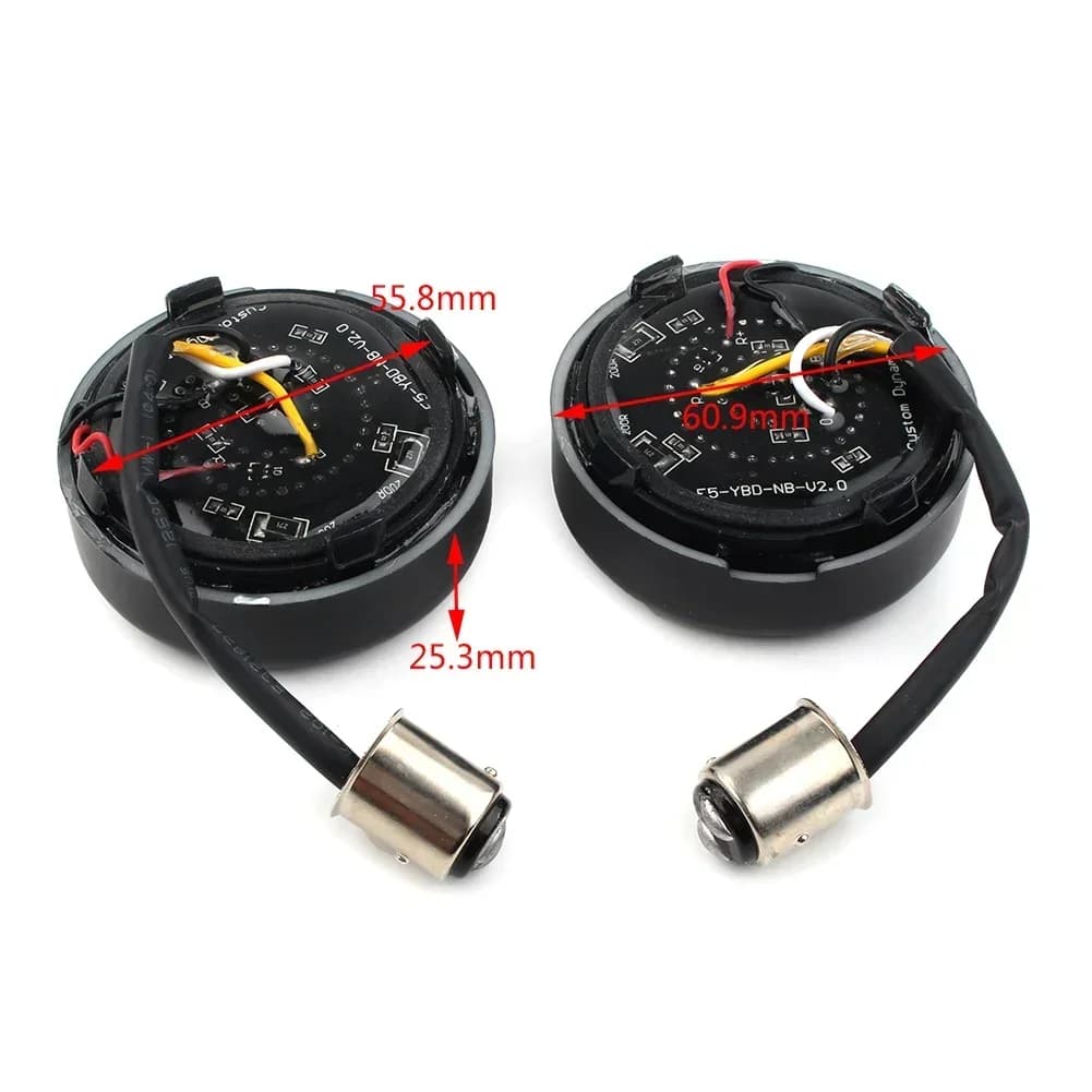 Per Harley Davidson Softail Dyna Sportster XL 883 1200 1 Coppia Moto LED Nero Anello di Fuoco Indicatori di direzione Luce FLST FLHT FXD FXB