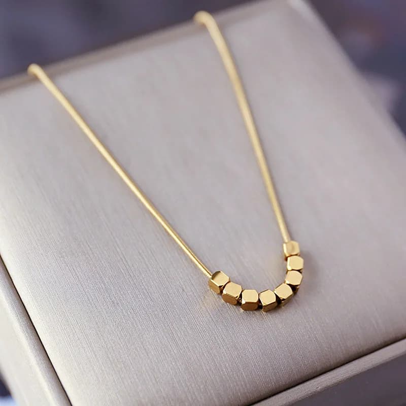 Ramos Simple Geometric Metal Small Square Pendant Stainless Steel Necklace For Girl Jewelry Woman’s Non Fading Clavicle Chain