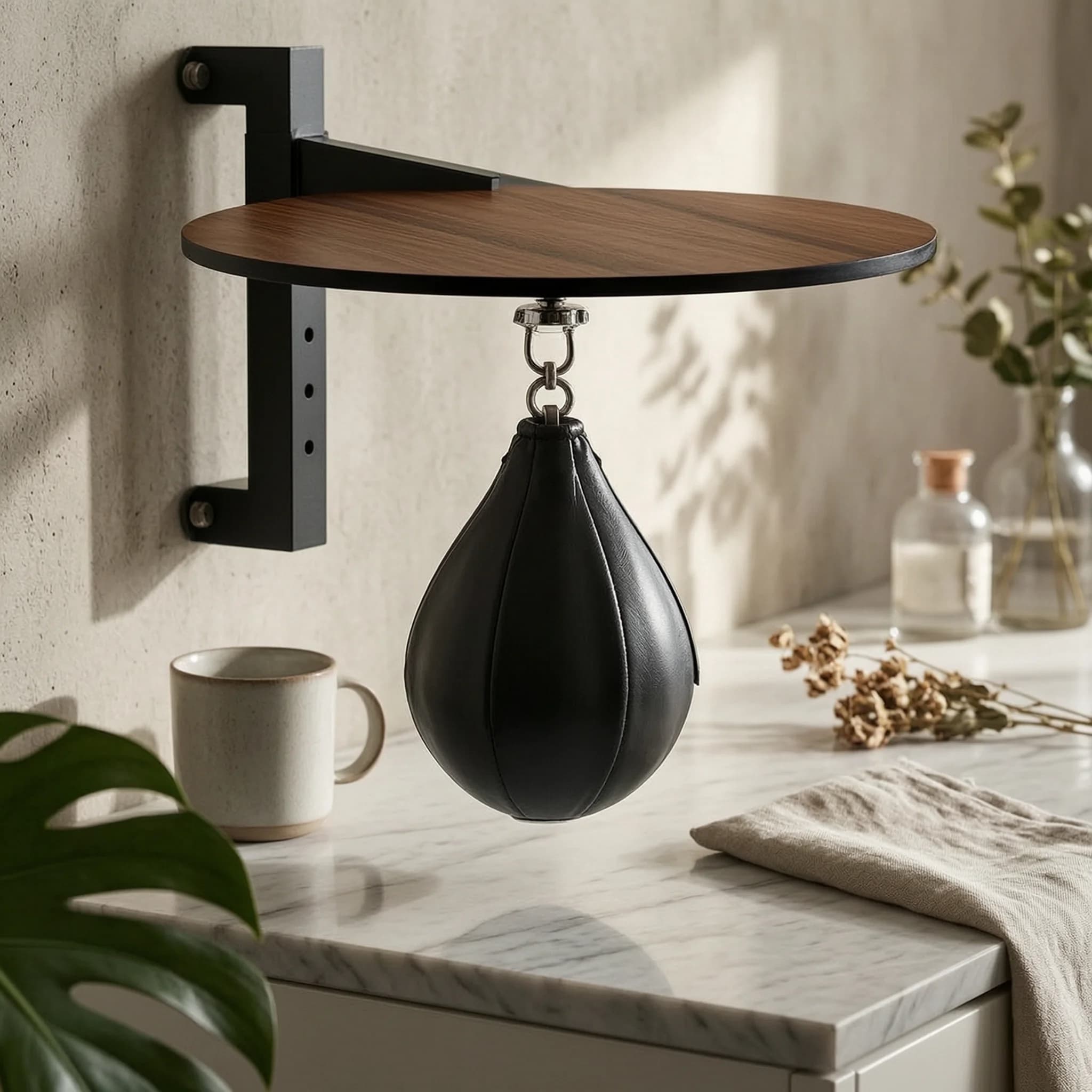 Boxing Punching Ball Instructor Wall-Mounted Speed Bag with Platform 360° Thick for Boxers, Home Gym