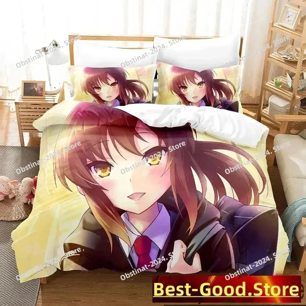 Anime The Pet Girl of Sakurasou Shiina Mashiro Set biancheria da letto Stampato singolo Copripiumino Federa Set da 3 pezzi Bambini Taglia adulto